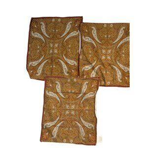 Set Of 3 Williams Sonoma Paisley Napkins Brown/Gold 20" X 20" Cotton Blend Elega
